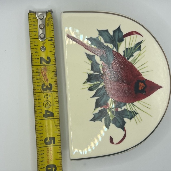 Lenox Winter Greetings Napkin Holder RED CARDINAL Porcelain NEW OPEN BOX - Picture 5 of 10